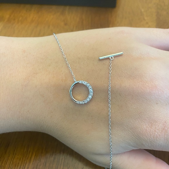 Silver Hespera circle necklace, petite and elegant. - Picture 2 of 3